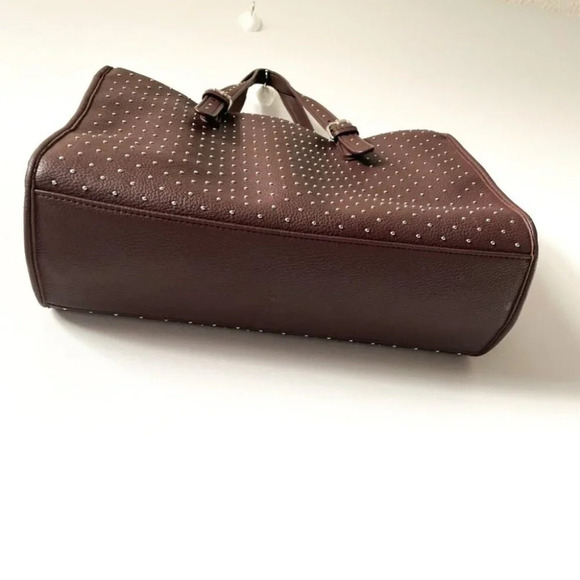 Jeanne Lottie Leather Brown Metal Dot Multiple Compartment Bag Purse - Picture 2 of 5